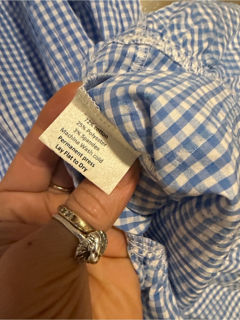 Sara Campbell Blue Gingham Ruffle-Neck Tank Top - Picture 10 of 10